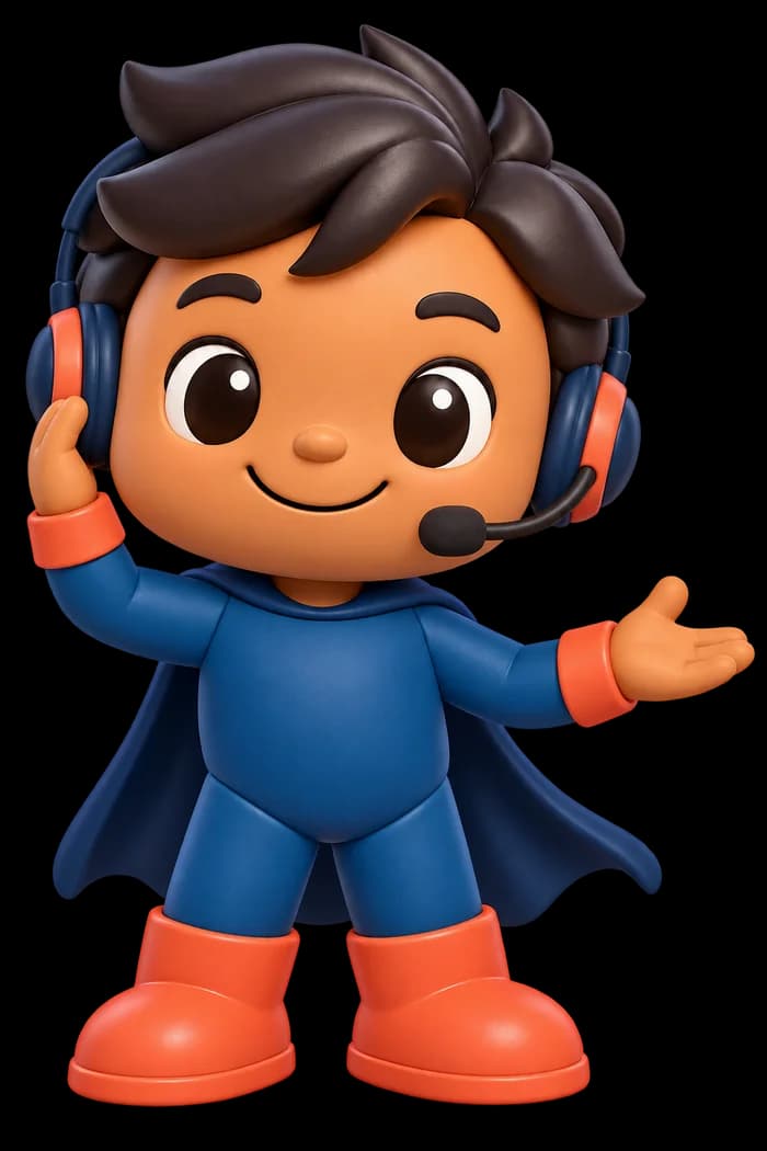 Mascote CavalcanteCloud com headset para atendimento