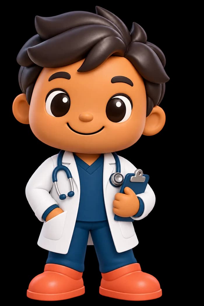 Mascote CavalcanteCloud vestido de médico